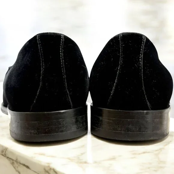 Suitsupply Black‎ Cotton Velvet Tuxedo Slip On Loafers